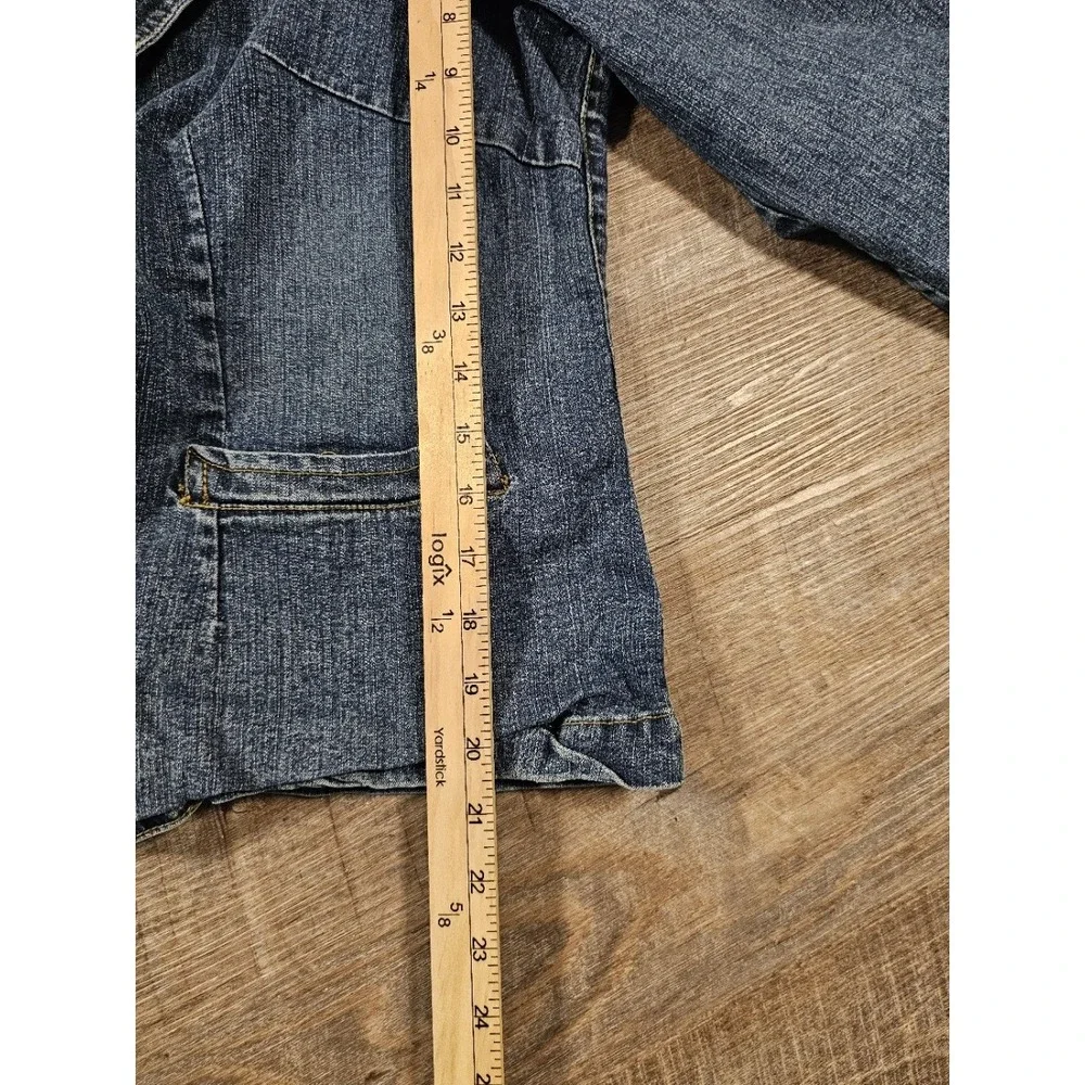 Mwah Jeans Womens Medium Wash Denim Blazer Jacket Blue Size 18/20 Stretch Button